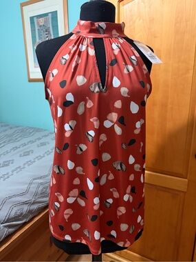 The Limited Rust Red Halter Neck Print Blouse